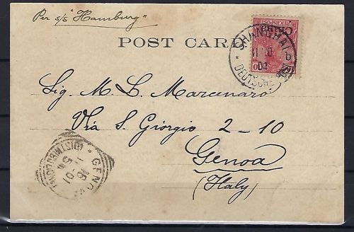 P) DAP China AK "...Ehrenpforte..." Shanghai-Genua 11.10.01, SMS Hamburg