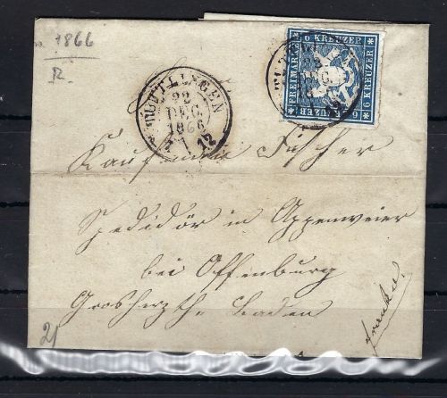 Württemberg Mi 27 als EF ab Tuttlingen, Bahnpost, ME 180€