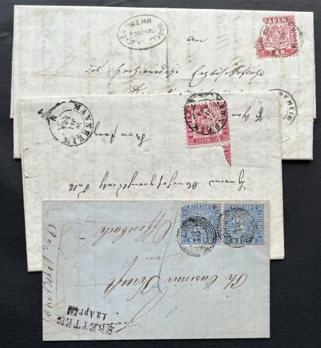 P) Baden 3 belege EF/MeF, Paar 10b, 1x Charge, 1x Postablage, Mängel