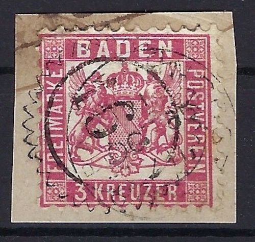 P) Baden Mi 18 ∆ mit Zackenradstempel 164