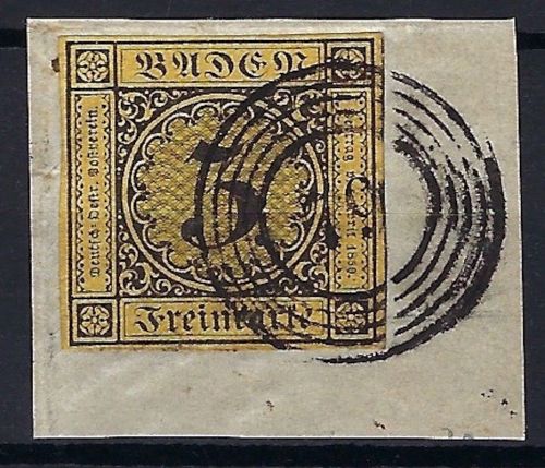 P) Baden Mi 2 a auf LUXUS ∆ breitrandig mit Nummernstempel 79