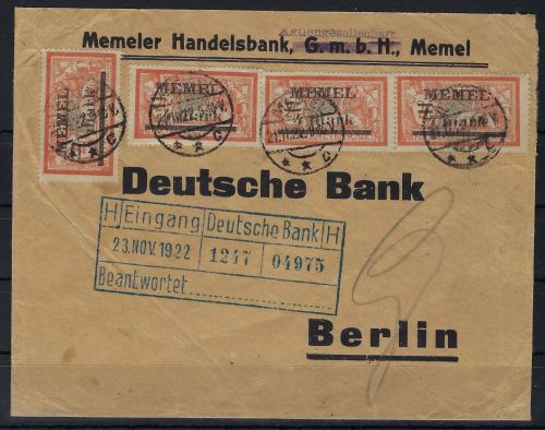 P) Memel Mi 31 II x (4) als MeF von memel n. Berlin, Geschäftsbrief