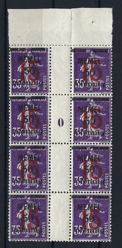 P) Memel Mi 48 ZW (4) **, einmal mit Ms 0, gefaltet