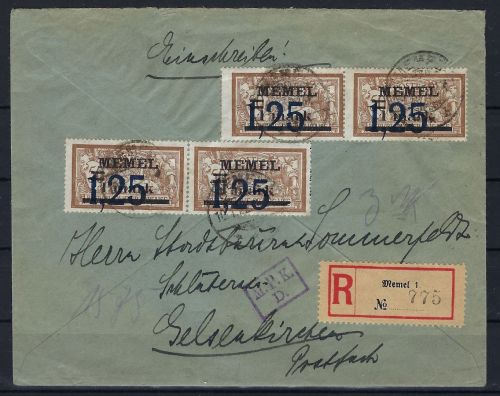 P) Memel Mi 50 MeF/Einschreiben Memel n. Gelsenkirchen