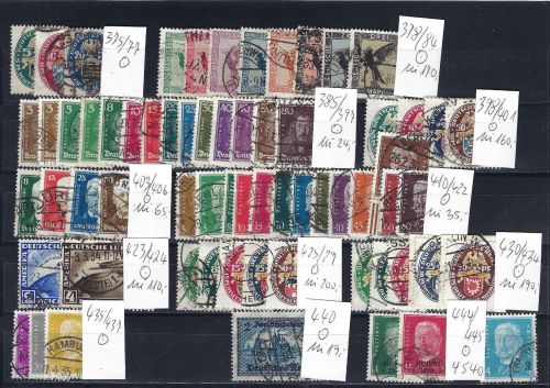DR gestempelte Zusammenstellung aus Mi 375-445