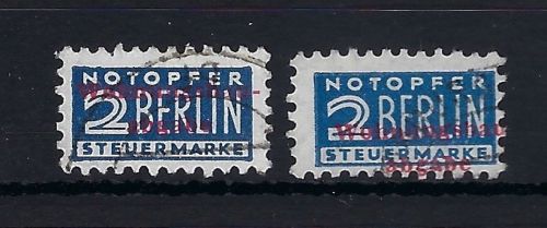 Notopfer Berlin Mi 2 a AW a / b gep. Harlos / Straub BPP, ME 250€