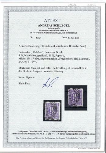AM Post Mi 17b Dz ° mit FA Schlegel BPP