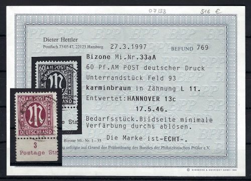 AM Post Mi 33 aA ° mit Befund Hettler BPP, ME 1.200€