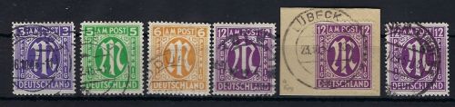AM Post kleines gest. Lot von 6 Werten, alle gp. Hettler BPP, ME 140€