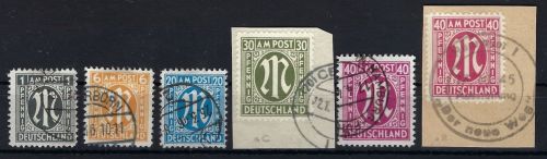 AM Post kleines gest. Lot von 6 Werten, alle gp. Hettler BPP, ME 200€
