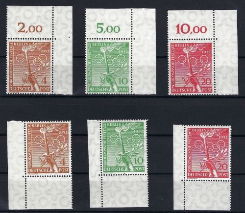 Berlin Mi 88-90 ** Eckrandgarnitur OR / UL, ungefaltet