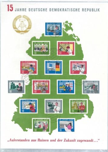 DDR Block 19 (3) mit 3 versch. Stempeln