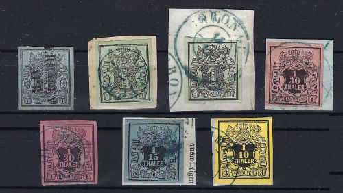 Hannover Mi 1-5 ° mit 2a/b, 3a/b, alle vollrandig, ME 450€
