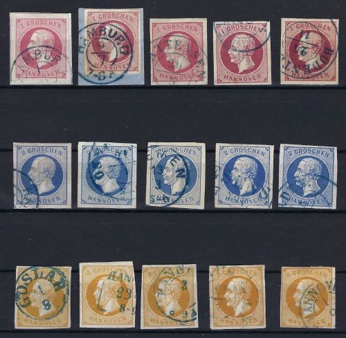 Hannover Lot mit Mi 14-16 ° (5) mit Farben, ME billigst 715€