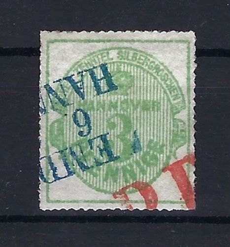 Hannover Mi 21 y ° mit Ra3 Emden 6... Hannover und roter PD