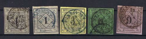 Württemberg Mi 1-4 ° mit 1a/b alle vollrandig,, ME 363€