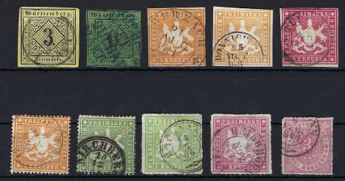 Württemberg gest. Zusammenstellung aus Mi 2-38, ME 412,50€