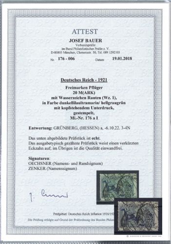 DR Mi 176 a I ° mit FA Bauer BPP, ME 1.400€