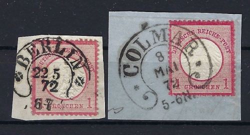 Hufeisenst. Berlin+Colmar 1872-1877, auf DR Mi 4 , 2 Briefstücke