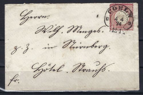 Hufeisenstempel Coeln 1874, DR Mi 19 als EF, Spalink 4-1 N3, 400€