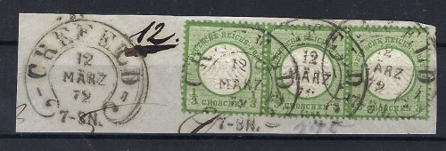 Hufeisenstempel Crefeld 1871-75, auf DR Mi 2 (3er-Str.), 200€+180€