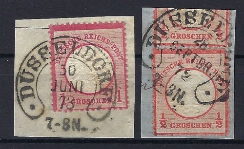 Hufeisenstempel Düsseldorf auf DR Mi 3+19, gp. Sommer BPP