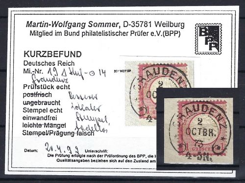 Hufeisenstempel Graudenz, auf DR Mi 9, Spalink 150€