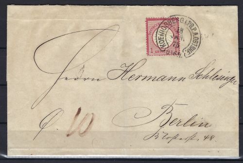 Hufeisenstempel Königsberg Spalink 20-2, auf DR Mi 19 als EF, 250€