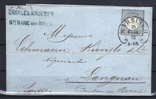 Hufeisenstempel Markirch, auf DR Mi 20 als EF, Luxus