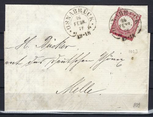 Hufeisenstempel Osnerbrück Spalink 30-1, auf DR Mi 4 als EF, 150€