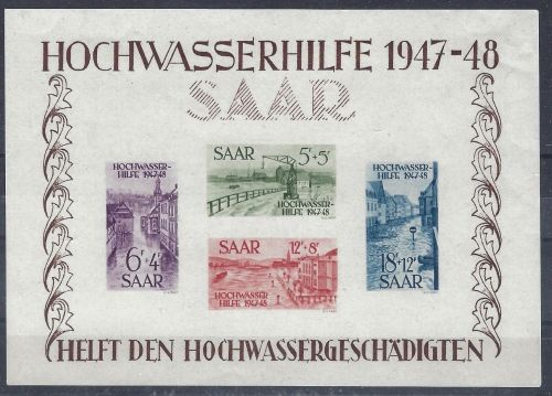 Saarland Block 1 ** in guter Qualität, Hochwasserhilfe, ME 1.100€