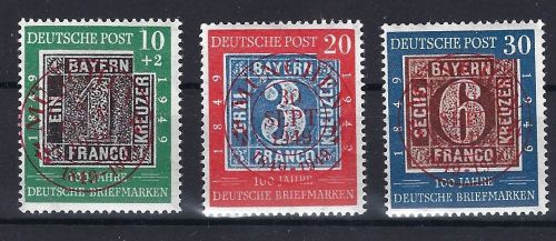 Bund Mi 113-115 mit idealem ESt München 1849-1949, Luxus mit Gummi