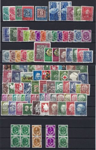 Bund 1949-1954 ° Mi 111-203 (ohne 139) sonst komplett mit 114 II, ME 1.628€