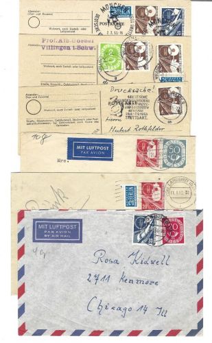 Bund 1951-1953, Lot Belege / Karten aus Mi 167-170
