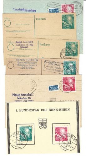 Bund 1949, Lot Mi 111-112 mit FDC, Bedarf, PSo 1