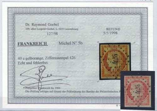 Frankreich Mi 5b ° vollrandig einwandfrei, Befund Goebel BPP, ME 750€