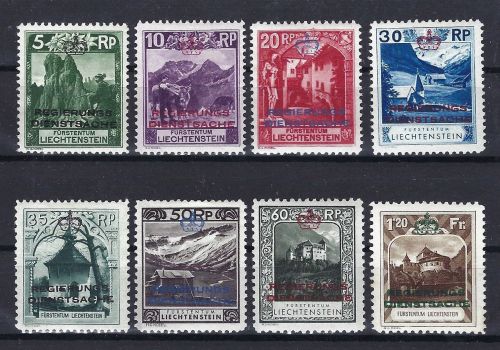 Liechtenstein Dienst, Mi 1-8 *, ME für ** = 1.500€