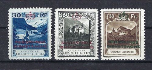 Liechtenstein Dienst, Mi 4A, 7A, 8A je * mit Falz, ME für ** = 680€