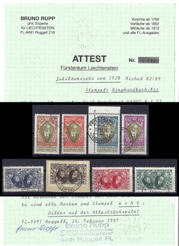 Liechtenstein Mi 82-89 °, 86-89 mit FA Rupp, ME 1.000€