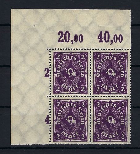 P) DR Mi 224 b ** 4er-Block P OR Eckrand OL, gep. Infla Berlin, ME 420€