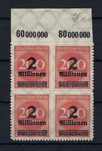 P) DR Mi 309 B Pb P OR ** 4er-Bl., einwandfrei, gep. Infla Berlin, ME 420€