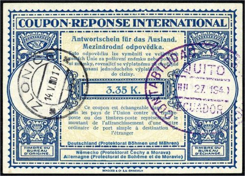 Böhmen und Mähren, Internationale Antwortschein Mi AS 2