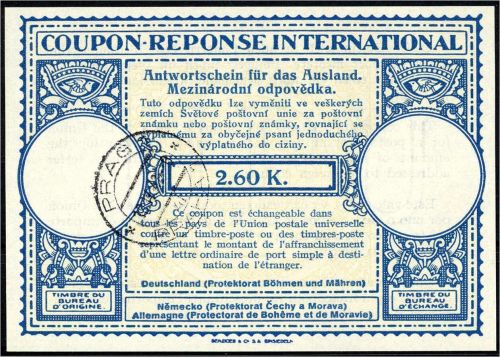 Böhmen und Mähren, Internationale Antwortschein Mi AS 3