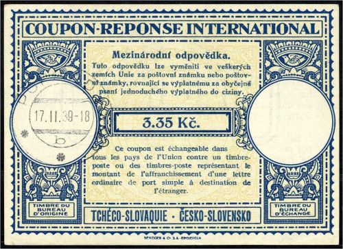 Böhmen und Mähren, Internationale Antwortschein Mi VI AS II