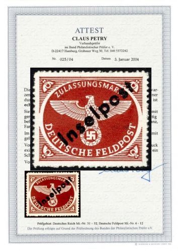 DR Feldpost / Inselpost Mi 6 * mit FFA Petry BPP, ME 1.300€