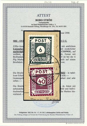 Ost Sachsen 43 BIIb+DII, 50 DII, Briefstück, FA Ströh BPP, ME 1.500€