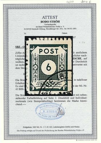 Ost Sachsen Mi 43 B IIb / F ° einwandfrei, FA Ströh BPP, ME 2.500€