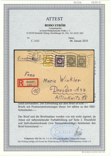 Ost Sachsen Mi 45 N, 47 a N, 52 Brief, FFA Ströh BPP, ME ca. 7.700€
