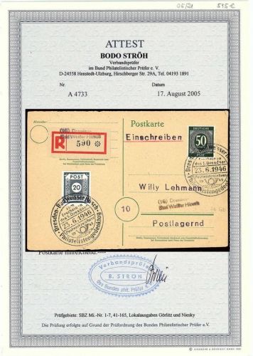Ost Sachsen Mi 48 b G Postkarte portogerecht, FA Ströh BPP, ME 1.200€