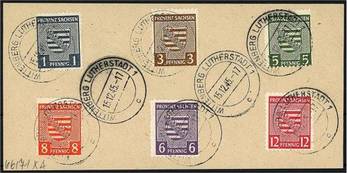 Prov. Sachsen Mi 66 X A - 71 X A auf ∆, gep. Ströh BPP, ME 650€